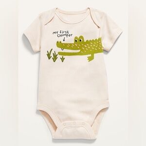Old Navy Cream Baby Bodysuit with Graphic Text